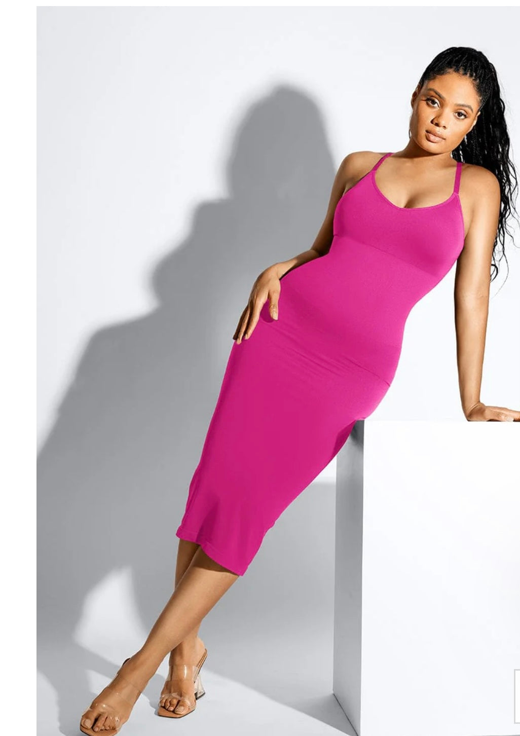 Mill Spaghetti Strap V-neck Snatched Shaper Dress